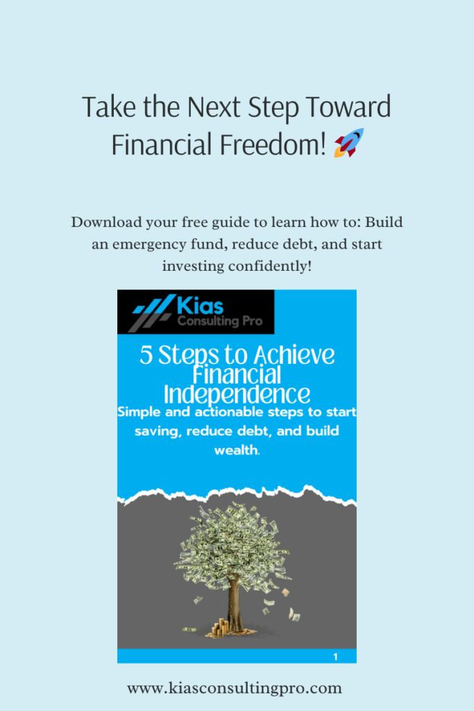 A motivational visual urging individuals to build an emergency fund as the first step toward financial independence.