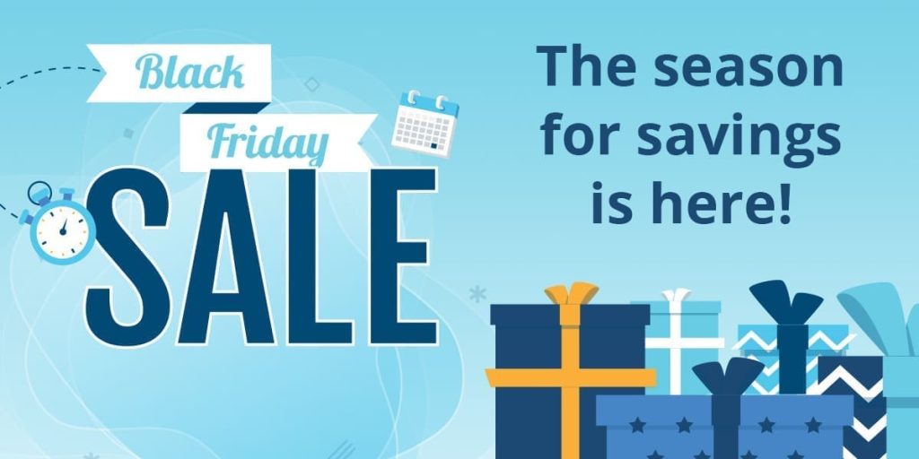 Bluehost Black Friday sale banner promoting discounted hosting plans for new bloggers.