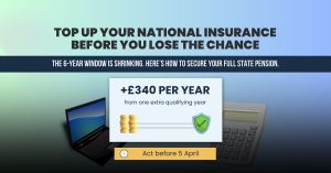 Calendar and clock emphasizing National Insurance top-up deadline of April 5, 2025
