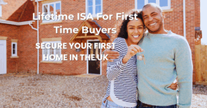 Happy couple holding house keys outside their new UK home