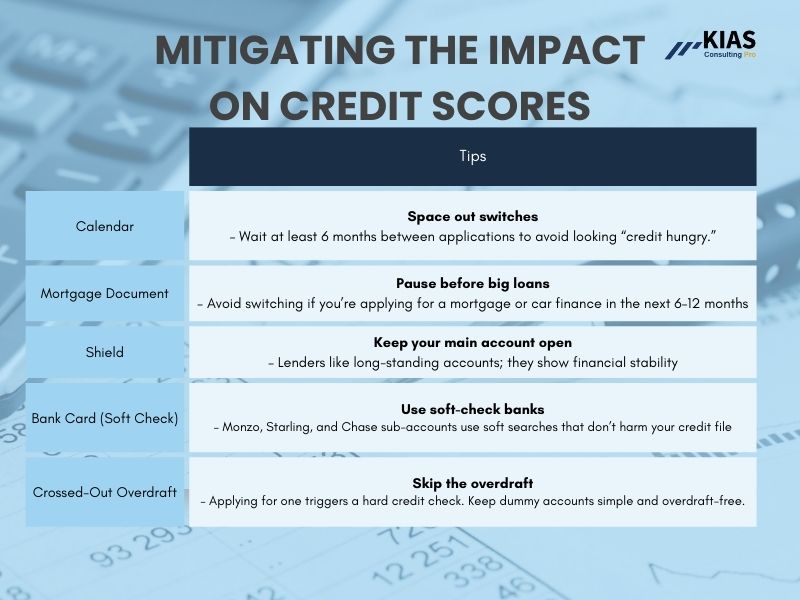 Tips for mitigating credit score impact when using the best UK bank switching offers 2025