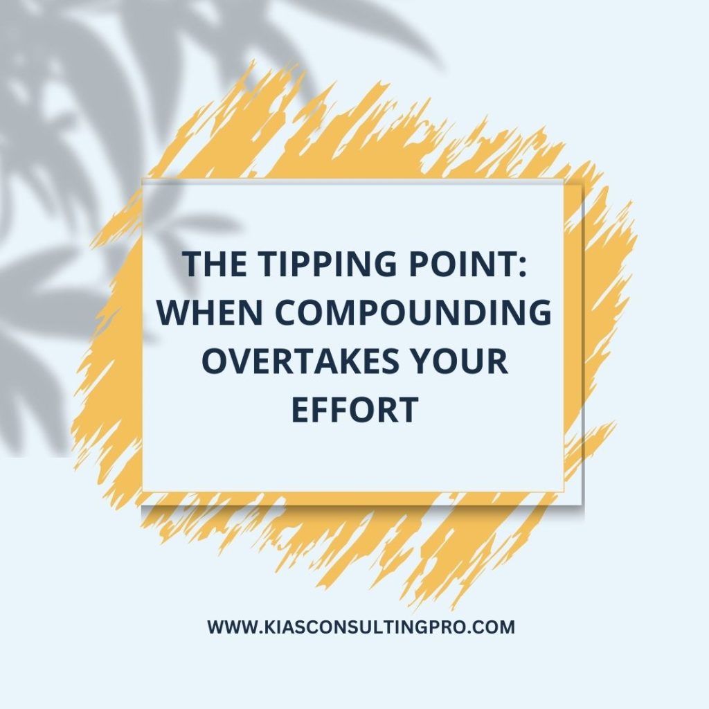 Graphic showing when compound growth overtakes your annual contributions.