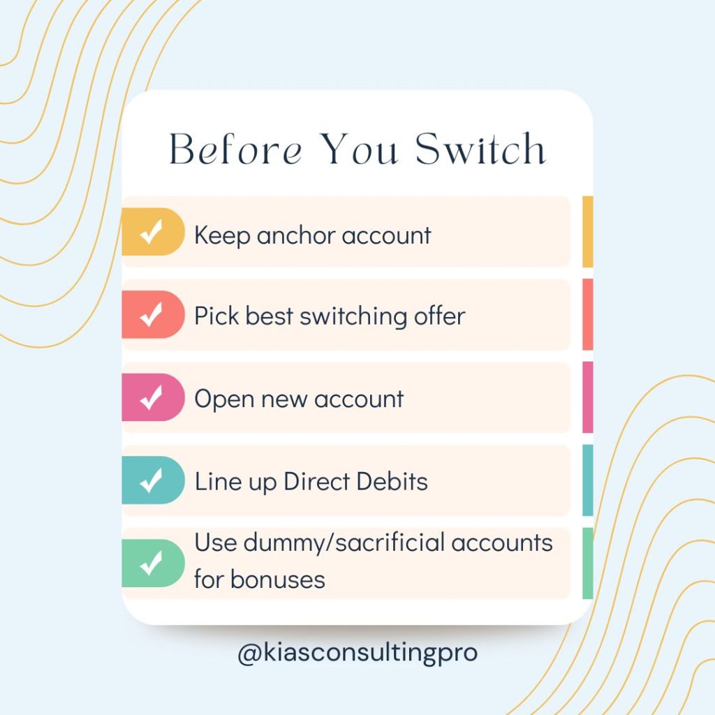 Checklist of things to do before switching bank accounts with CASS in the UK