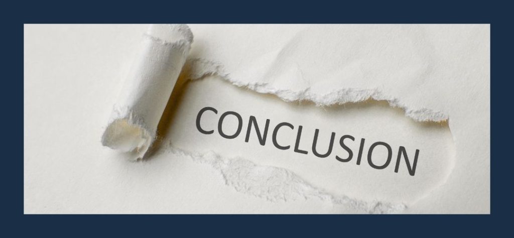 Graphic with the word “Conclusion” on textured paper background.