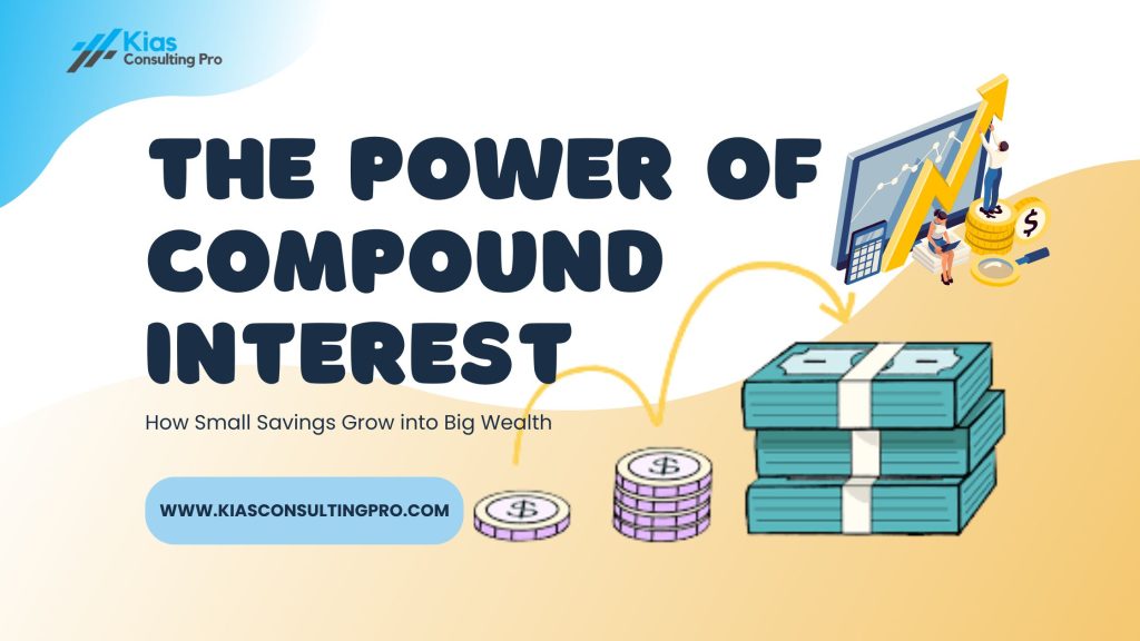 Blog header image with stacked coins and growth chart showing the power of compound interest.