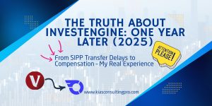 Blog banner for InvestEngine review 2025 featuring Vanguard and InvestEngine logos with headline text